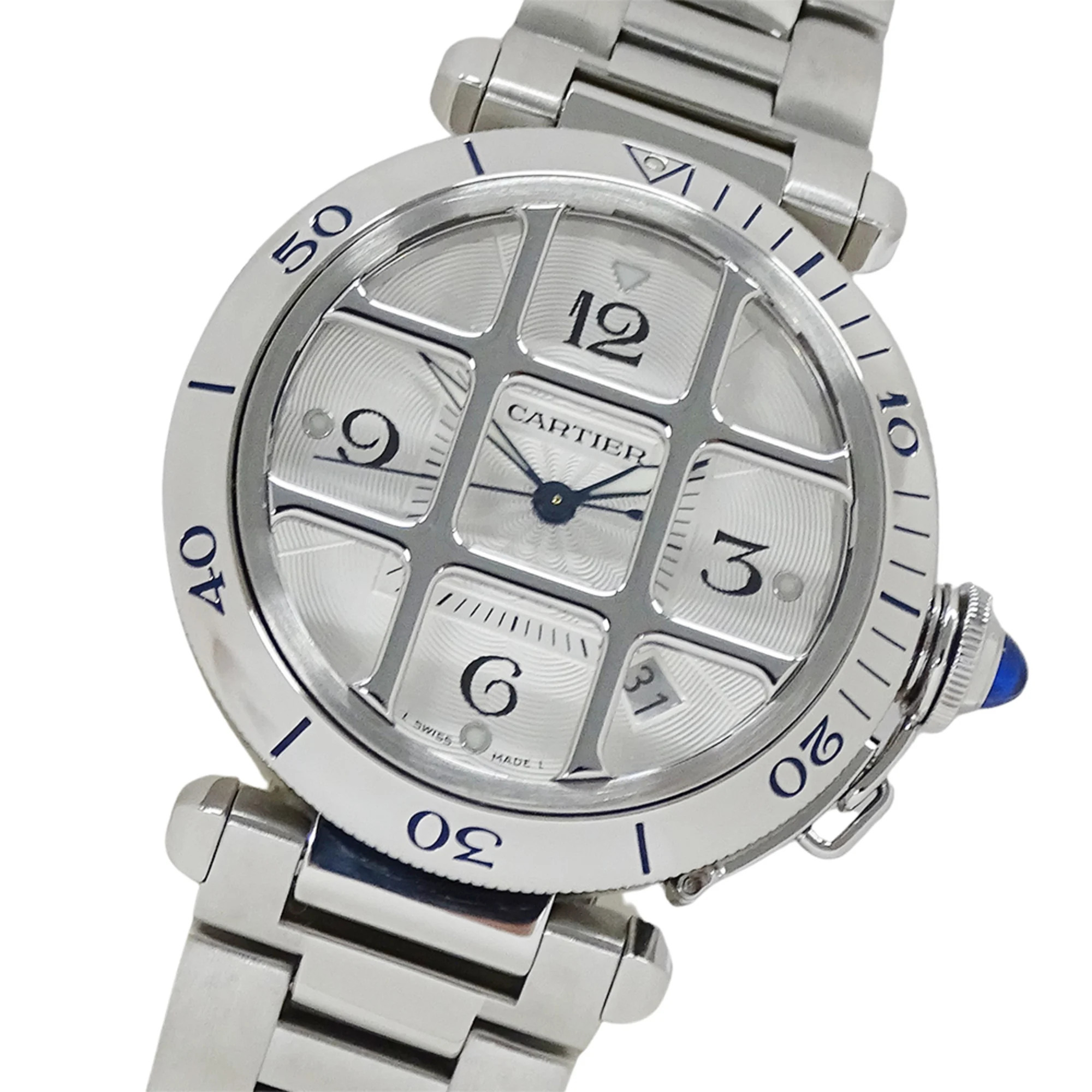Cartier Pasha Grid Date Automatic Watch For Men Stainless Steel Ss W31040h